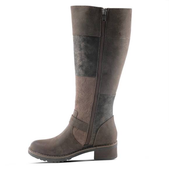 NEW PATRIZIA women's collage tall boots in brown multi - Picture 3 of 6